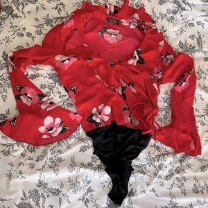 Red Flower bodysuit